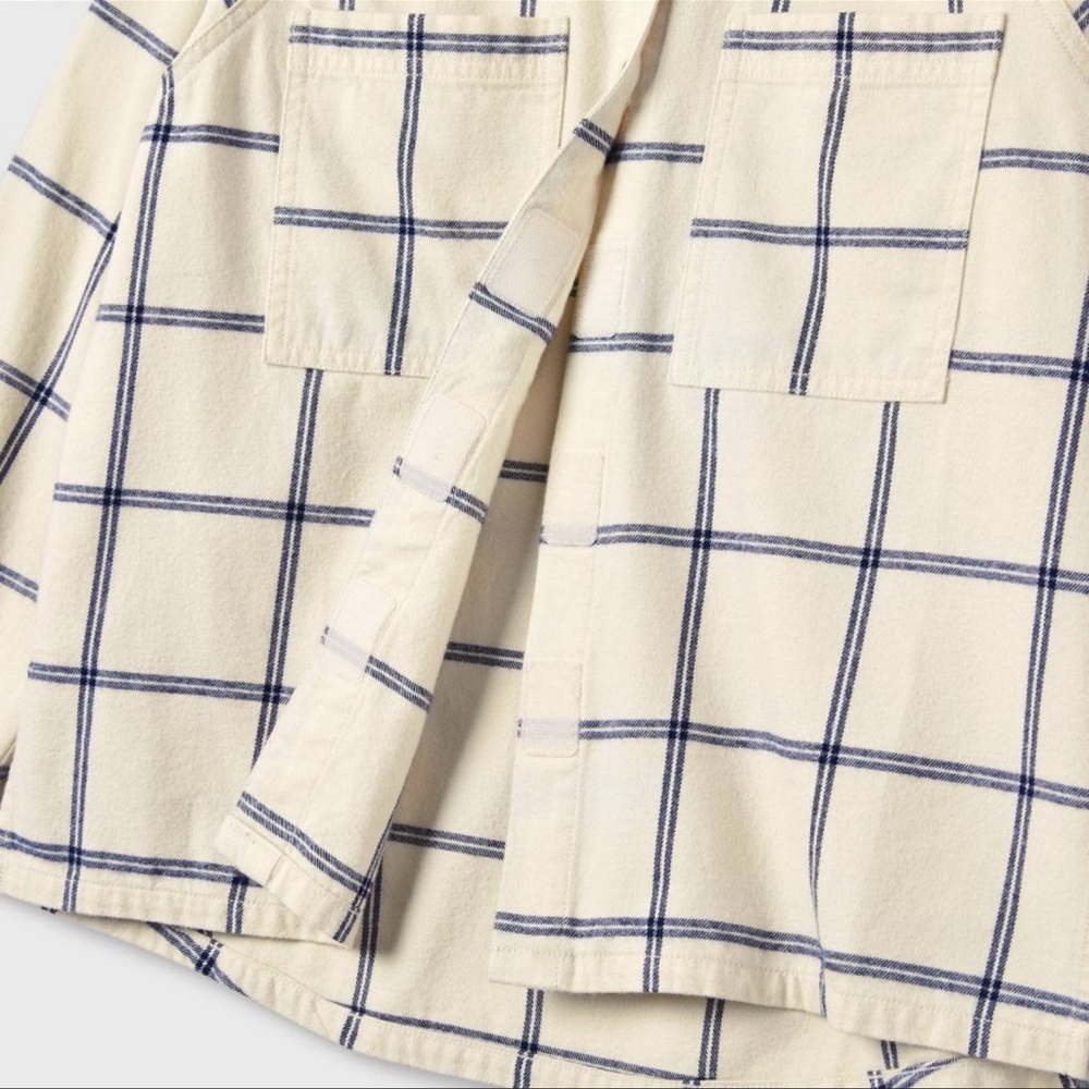 Universal Thread Cream Plaid Button-Front Shirt Jacket - Picture 3 of 4